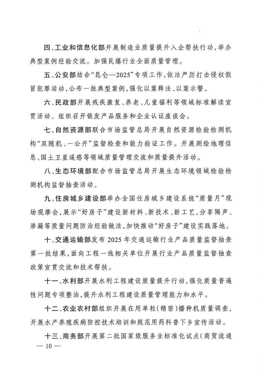 市場(chǎng)監(jiān)管總局等26個(gè)部門(mén)（單位）聯(lián)合發(fā)布開(kāi)展2025年全國(guó)“質(zhì)量月”活動(dòng)通知(國(guó)市監(jiān)質(zhì)發(fā)〔2025〕77號(hào))